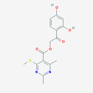 molecular formula C16H16N2O5S B2937269 2-(2,4-Dihydroxyphenyl)-2-oxoethyl 2,4-dimethyl-6-(methylsulfanyl)pyrimidine-5-carboxylate CAS No. 1427943-92-7