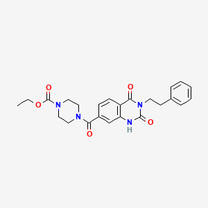 molecular formula C24H26N4O5 B2937270 Ethyl 4-{[2,4-dioxo-3-(2-phenylethyl)-1,2,3,4-tetrahydroquinazolin-7-yl]carbonyl}piperazine-1-carboxylate CAS No. 892281-47-9
