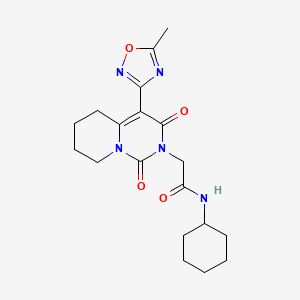 molecular formula C19H25N5O4 B2937276 N-cyclohexyl-2-[4-(5-methyl-1,2,4-oxadiazol-3-yl)-1,3-dioxo-5,6,7,8-tetrahydro-1H-pyrido[1,2-c]pyrimidin-2(3H)-yl]acetamide CAS No. 1775507-93-1