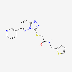 molecular formula C17H14N6OS2 B2937279 2-((6-(pyridin-3-yl)-[1,2,4]triazolo[4,3-b]pyridazin-3-yl)thio)-N-(thiophen-2-ylmethyl)acetamide CAS No. 1203365-53-0