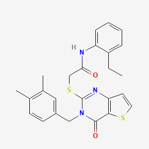 2-{[3-(3,4-dimethylbenzyl)-4-oxo-3,4-dihydrothieno[3,2-d]pyrimidin-2-yl]sulfanyl}-N-(2-ethylphenyl)acetamide