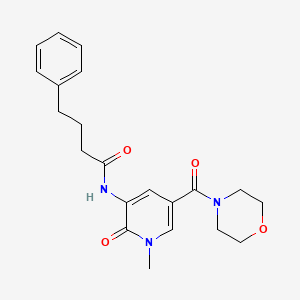 molecular formula C21H25N3O4 B2937309 N-(1-methyl-5-(morpholine-4-carbonyl)-2-oxo-1,2-dihydropyridin-3-yl)-4-phenylbutanamide CAS No. 1207011-28-6