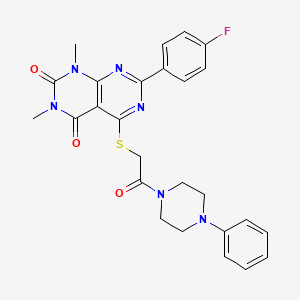 7-(4-fluorophenyl)-1,3-dimethyl-5-((2-oxo-2-(4-phenylpiperazin-1-yl)ethyl)thio)pyrimido[4,5-d]pyrimidine-2,4(1H,3H)-dione