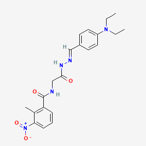 molecular formula C21H25N5O4 B2937316 (E)-N-(2-(2-(4-(diethylamino)benzylidene)hydrazinyl)-2-oxoethyl)-2-methyl-3-nitrobenzamide CAS No. 391892-94-7