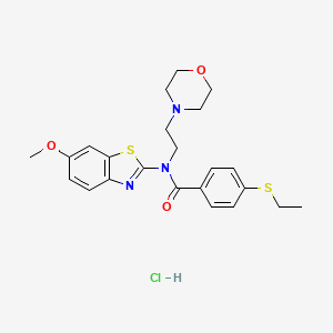 molecular formula C23H28ClN3O3S2 B2937322 4-(ethylthio)-N-(6-methoxybenzo[d]thiazol-2-yl)-N-(2-morpholinoethyl)benzamide hydrochloride CAS No. 1327640-99-2