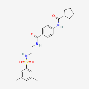 molecular formula C23H29N3O4S B2937330 4-(环戊烷甲酰胺)-N-(2-(3,5-二甲苯磺酰胺)乙基)苯甲酰胺 CAS No. 1091473-53-8