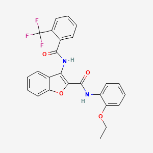 molecular formula C25H19F3N2O4 B2937335 N-(2-ethoxyphenyl)-3-(2-(trifluoromethyl)benzamido)benzofuran-2-carboxamide CAS No. 872609-12-6