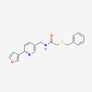 molecular formula C19H18N2O2S B2937339 2-(benzylthio)-N-((6-(furan-3-yl)pyridin-3-yl)methyl)acetamide CAS No. 2034309-57-2