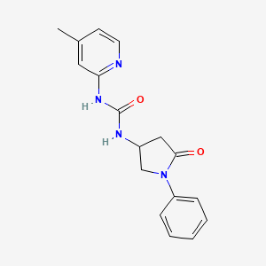 molecular formula C17H18N4O2 B2937341 1-(4-甲基吡啶-2-基)-3-(5-氧代-1-苯基吡咯烷-3-基)脲 CAS No. 894009-53-1