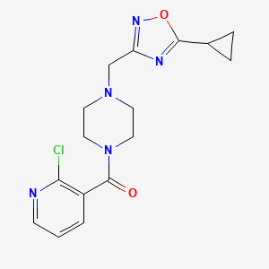 molecular formula C16H18ClN5O2 B2937349 1-(2-Chloropyridine-3-carbonyl)-4-[(5-cyclopropyl-1,2,4-oxadiazol-3-yl)methyl]piperazine CAS No. 1444306-00-6