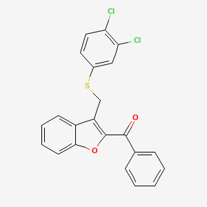 molecular formula C22H14Cl2O2S B2937351 (3-{[(3,4-Dichlorophenyl)sulfanyl]methyl}-1-benzofuran-2-yl)(phenyl)methanone CAS No. 338423-81-7