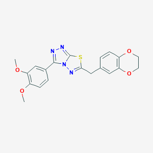 molecular formula C20H18N4O4S B293736 6-(2,3-Dihydro-1,4-benzodioxin-6-ylmethyl)-3-(3,4-dimethoxyphenyl)[1,2,4]triazolo[3,4-b][1,3,4]thiadiazole 