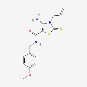 molecular formula C15H17N3O2S2 B2937363 3-烯丙基-4-氨基-N-(4-甲氧基苄基)-2-硫代-2,3-二氢噻唑-5-甲酰胺 CAS No. 946331-31-3