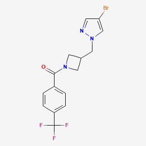 molecular formula C15H13BrF3N3O B2937367 4-bromo-1-({1-[4-(trifluoromethyl)benzoyl]azetidin-3-yl}methyl)-1H-pyrazole CAS No. 2415600-98-3