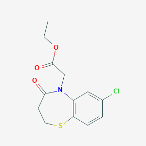 molecular formula C13H14ClNO3S B2937374 ethyl 2-[7-chloro-4-oxo-3,4-dihydro-1,5-benzothiazepin-5(2H)-yl]acetate CAS No. 303987-52-2