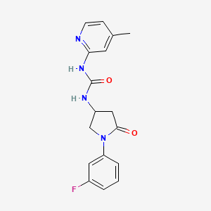 molecular formula C17H17FN4O2 B2937380 1-(1-(3-Fluorophenyl)-5-oxopyrrolidin-3-yl)-3-(4-methylpyridin-2-yl)urea CAS No. 894033-16-0