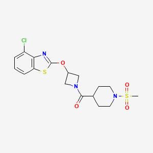 molecular formula C17H20ClN3O4S2 B2937384 (3-((4-Chlorobenzo[d]thiazol-2-yl)oxy)azetidin-1-yl)(1-(methylsulfonyl)piperidin-4-yl)methanone CAS No. 1396843-89-2