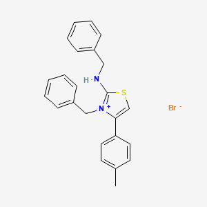 molecular formula C24H23BrN2S B2937393 3-Benzyl-2-(benzylamino)-4-(4-methylphenyl)-1,3-thiazol-3-ium bromide CAS No. 477526-14-0