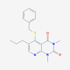 molecular formula C19H21N3O2S B2937395 5-(benzylthio)-1,3-dimethyl-6-propylpyrido[2,3-d]pyrimidine-2,4(1H,3H)-dione CAS No. 899747-95-6