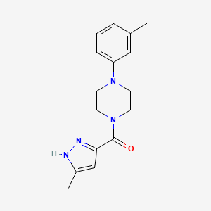 molecular formula C16H20N4O B2937403 1-(3-methylphenyl)-4-[(3-methyl-1H-pyrazol-5-yl)carbonyl]piperazine CAS No. 20344-08-5