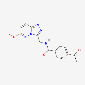 molecular formula C16H15N5O3 B2937406 4-acetyl-N-((6-methoxy-[1,2,4]triazolo[4,3-b]pyridazin-3-yl)methyl)benzamide CAS No. 2034550-46-2