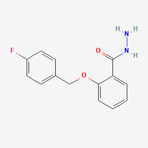 molecular formula C14H13FN2O2 B2937408 2-[(4-Fluorophenyl)methoxy]benzohydrazide CAS No. 380335-30-8
