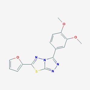 molecular formula C15H12N4O3S B293742 3-(3,4-Dimethoxyphenyl)-6-(furan-2-yl)-[1,2,4]triazolo[3,4-b][1,3,4]thiadiazole 