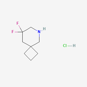 molecular formula C8H14ClF2N B2937428 8,8-二氟-6-氮杂螺[3.5]壬烷；盐酸盐 CAS No. 2287274-90-0