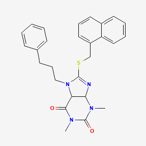 molecular formula C27H26N4O2S B2937431 1,3-dimethyl-8-{[(naphthalen-1-yl)methyl]sulfanyl}-7-(3-phenylpropyl)-2,3,6,7-tetrahydro-1H-purine-2,6-dione CAS No. 883819-08-7