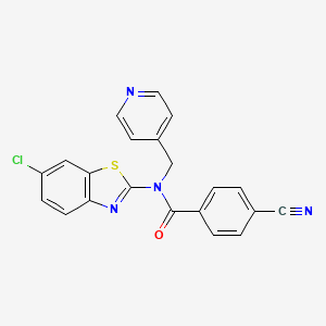 molecular formula C21H13ClN4OS B2937436 N-(6-chlorobenzo[d]thiazol-2-yl)-4-cyano-N-(pyridin-4-ylmethyl)benzamide CAS No. 923146-44-5