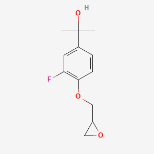 molecular formula C12H15FO3 B2937444 2-[3-Fluoro-4-(oxiran-2-ylmethoxy)phenyl]propan-2-ol CAS No. 2411288-14-5