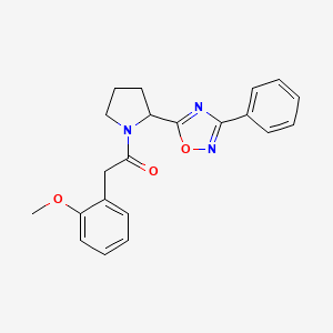 molecular formula C21H21N3O3 B2937445 5-{1-[(2-Methoxyphenyl)acetyl]pyrrolidin-2-yl}-3-phenyl-1,2,4-oxadiazole CAS No. 1795293-61-6