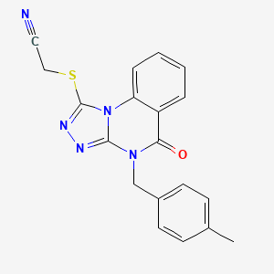 molecular formula C19H15N5OS B2937465 2-({4-[(4-methylphenyl)methyl]-5-oxo-4H,5H-[1,2,4]triazolo[4,3-a]quinazolin-1-yl}sulfanyl)acetonitrile CAS No. 730968-00-0