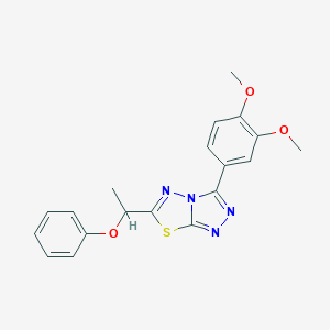molecular formula C19H18N4O3S B293747 3-(3,4-Dimethoxyphenyl)-6-(1-phenoxyethyl)[1,2,4]triazolo[3,4-b][1,3,4]thiadiazole 
