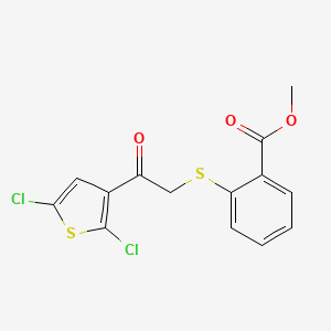 molecular formula C14H10Cl2O3S2 B2937480 Methyl 2-{[2-(2,5-dichloro-3-thienyl)-2-oxoethyl]sulfanyl}benzenecarboxylate CAS No. 338401-90-4