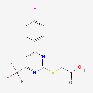 molecular formula C13H8F4N2O2S B2937481 {[4-(4-Fluorophenyl)-6-(trifluoromethyl)pyrimidin-2-yl]thio}acetic acid CAS No. 505049-36-5