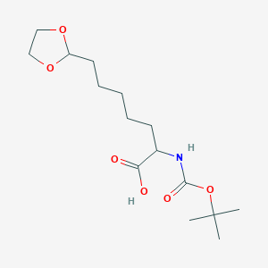 molecular formula C15H27NO6 B2937489 7-(1,3-二氧戊环-2-基)-2-[(2-甲基丙烷-2-基)氧羰基氨基]庚酸 CAS No. 2253639-18-6