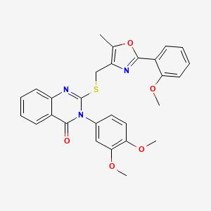 3-(3,4-dimethoxyphenyl)-2-(((2-(2-methoxyphenyl)-5-methyloxazol-4-yl)methyl)thio)quinazolin-4(3H)-one