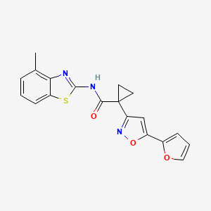 molecular formula C19H15N3O3S B2937496 1-(5-(furan-2-yl)isoxazol-3-yl)-N-(4-methylbenzo[d]thiazol-2-yl)cyclopropanecarboxamide CAS No. 1286705-59-6