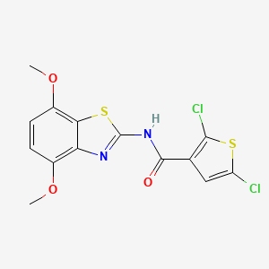 molecular formula C14H10Cl2N2O3S2 B2937508 2,5-dichloro-N-(4,7-dimethoxybenzo[d]thiazol-2-yl)thiophene-3-carboxamide CAS No. 862807-76-9