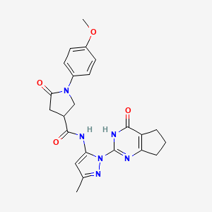 1-(4-methoxyphenyl)-N-(3-methyl-1-(4-oxo-4,5,6,7-tetrahydro-3H-cyclopenta[d]pyrimidin-2-yl)-1H-pyrazol-5-yl)-5-oxopyrrolidine-3-carboxamide