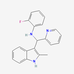 molecular formula C21H18FN3 B2937526 2-氟-N-[(2-甲基-1H-吲-3-基)(吡啶-2-基)甲基]苯胺 CAS No. 457650-53-2
