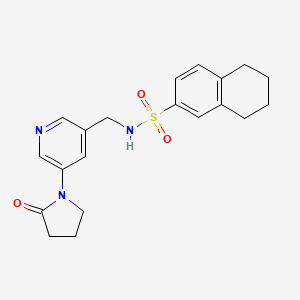 molecular formula C20H23N3O3S B2937527 N-{[5-(2-oxopyrrolidin-1-yl)pyridin-3-yl]methyl}-5,6,7,8-tetrahydronaphthalene-2-sulfonamide CAS No. 2097921-07-6