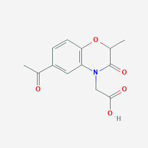 molecular formula C13H13NO5 B2937541 2-(6-acetyl-2-methyl-3-oxo-3,4-dihydro-2H-1,4-benzoxazin-4-yl)acetic acid CAS No. 1018563-21-7