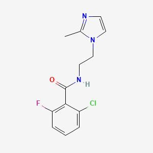 molecular formula C13H13ClFN3O B2937552 2-chloro-6-fluoro-N-(2-(2-methyl-1H-imidazol-1-yl)ethyl)benzamide CAS No. 1286727-31-8