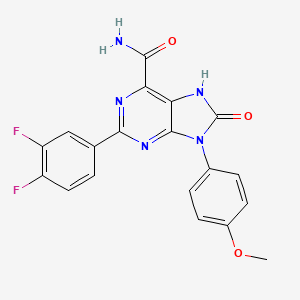 molecular formula C19H13F2N5O3 B2937556 2-(3,4-二氟苯基)-9-(4-甲氧基苯基)-8-氧代-8,9-二氢-7H-嘌呤-6-甲酰胺 CAS No. 887225-08-3