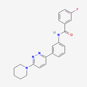 molecular formula C22H21FN4O B2937565 3-fluoro-N-[3-(6-piperidin-1-ylpyridazin-3-yl)phenyl]benzamide CAS No. 922686-42-8