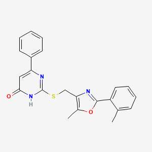 2-(((5-Methyl-2-(o-tolyl)oxazol-4-yl)methyl)thio)-6-phenylpyrimidin-4-ol