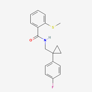 molecular formula C18H18FNOS B2937574 N-((1-(4-fluorophenyl)cyclopropyl)methyl)-2-(methylthio)benzamide CAS No. 1208727-01-8
