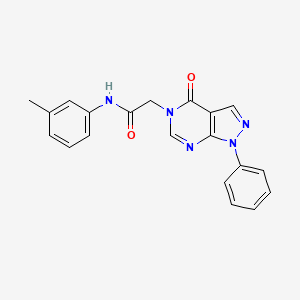 molecular formula C20H17N5O2 B2937575 2-(4-oxo-1-phenyl-1H-pyrazolo[3,4-d]pyrimidin-5(4H)-yl)-N-(m-tolyl)acetamide CAS No. 656831-71-9